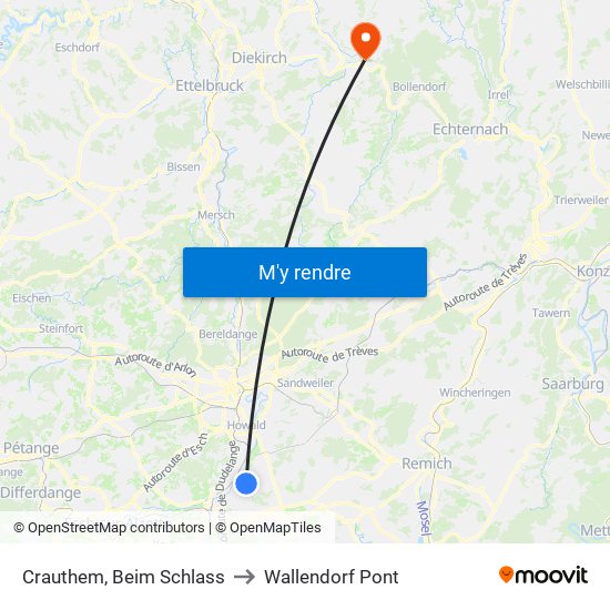 Crauthem, Beim Schlass to Wallendorf Pont map