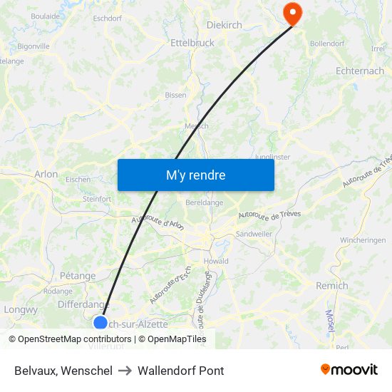 Belvaux, Wenschel to Wallendorf Pont map