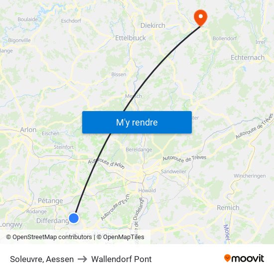 Soleuvre, Aessen to Wallendorf Pont map