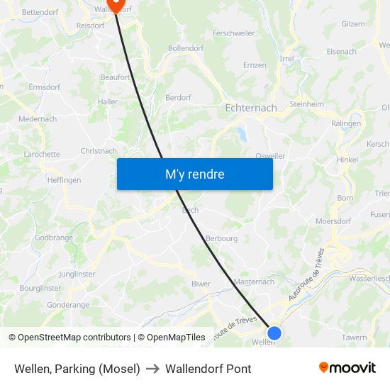 Wellen, Parking (Mosel) to Wallendorf Pont map