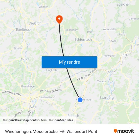 Wincheringen, Moselbrücke to Wallendorf Pont map