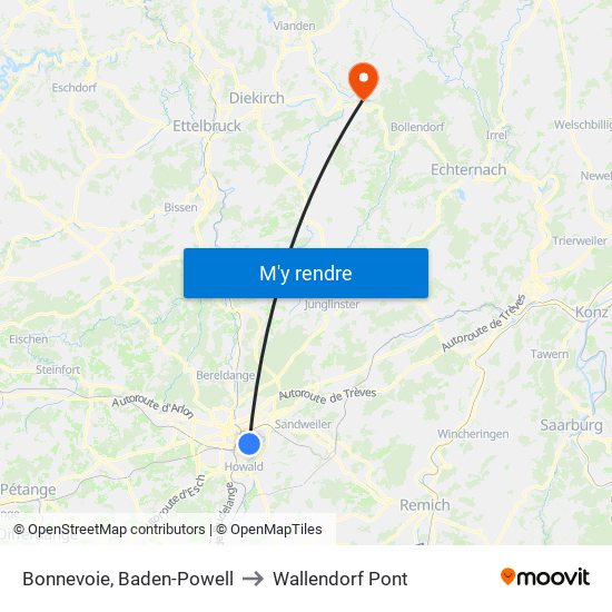 Bonnevoie, Baden-Powell to Wallendorf Pont map