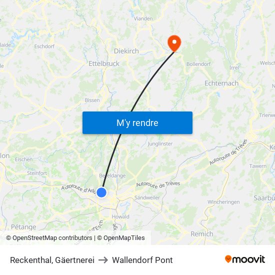 Reckenthal, Gäertnerei to Wallendorf Pont map