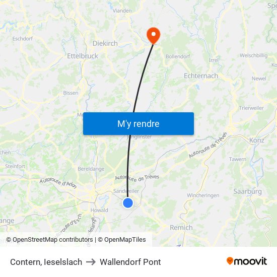 Contern, Ieselslach to Wallendorf Pont map