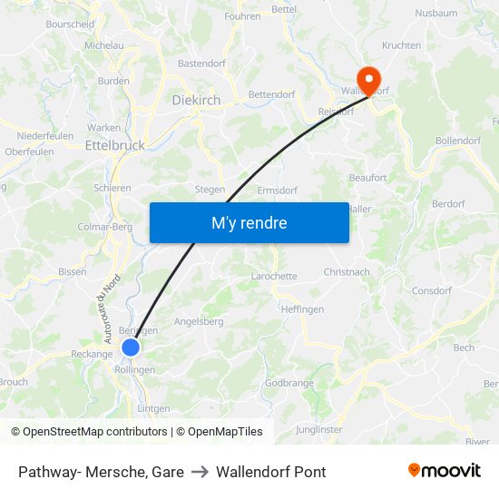 Pathway- Mersche, Gare to Wallendorf Pont map