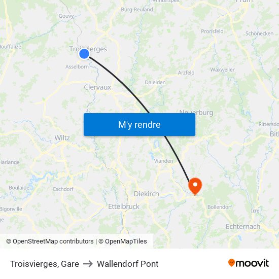 Troisvierges, Gare to Wallendorf Pont map