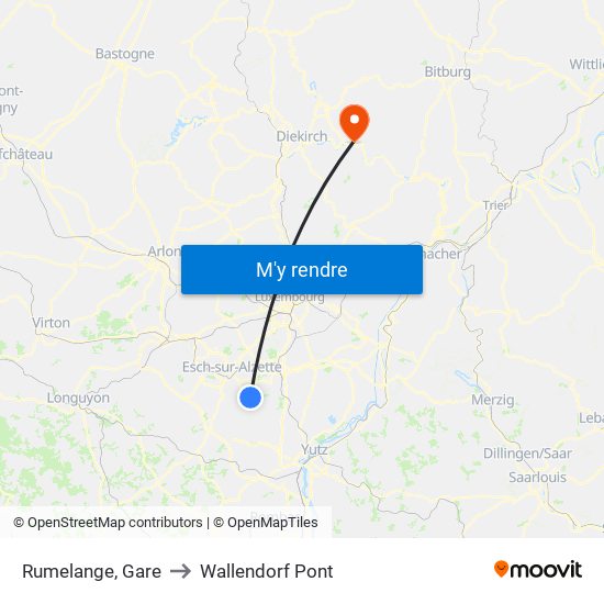 Rumelange, Gare to Wallendorf Pont map