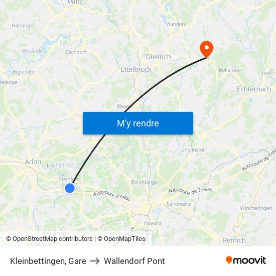 Kleinbettingen, Gare to Wallendorf Pont map
