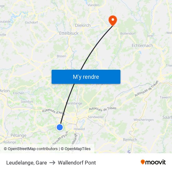 Leudelange, Gare to Wallendorf Pont map