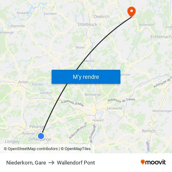 Niederkorn, Gare to Wallendorf Pont map