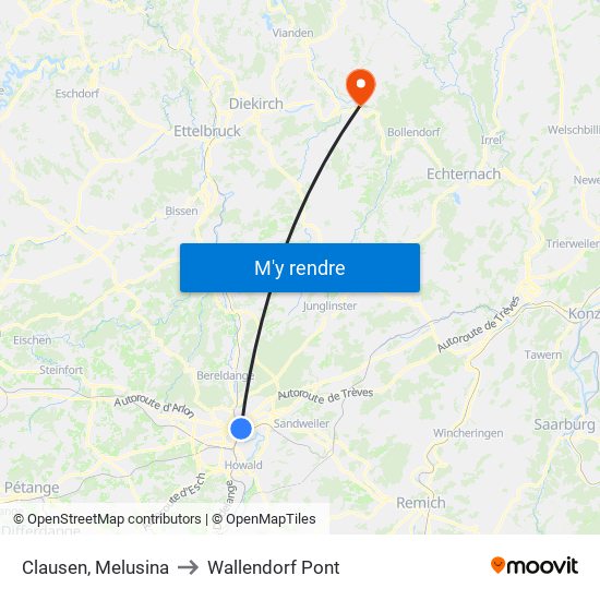 Clausen, Melusina to Wallendorf Pont map