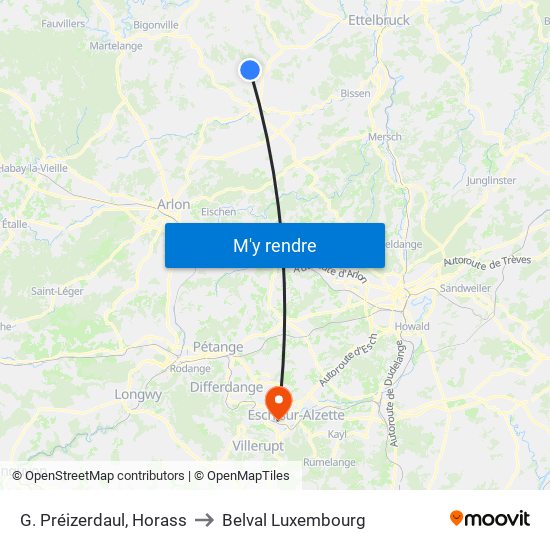G. Préizerdaul, Horass to Belval Luxembourg map