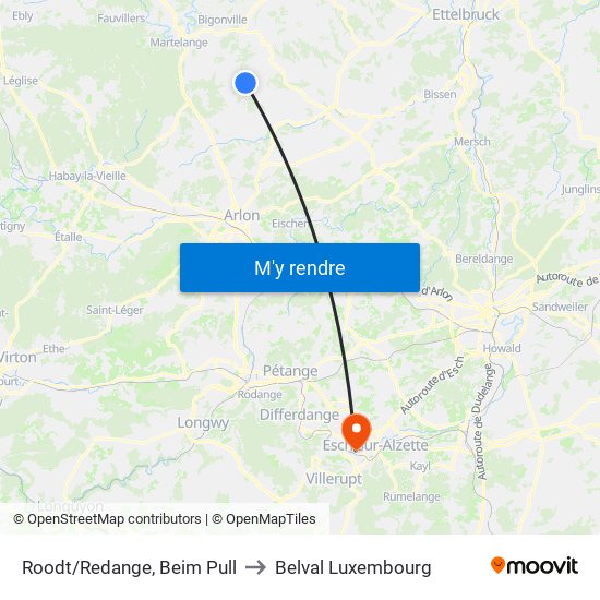 Roodt/Redange, Beim Pull to Belval Luxembourg map