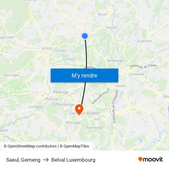 Saeul, Gemeng to Belval Luxembourg map
