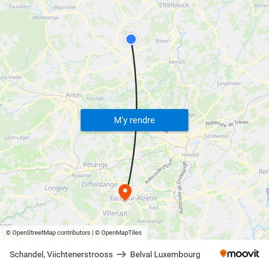 Schandel, Viichtenerstrooss to Belval Luxembourg map