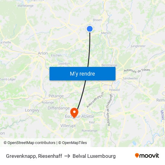 Grevenknapp, Riesenhaff to Belval Luxembourg map