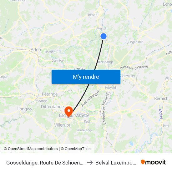 Gosseldange, Route De Schoenfels to Belval Luxembourg map