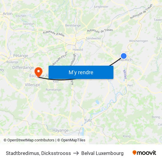 Stadtbredimus, Dicksstrooss to Belval Luxembourg map