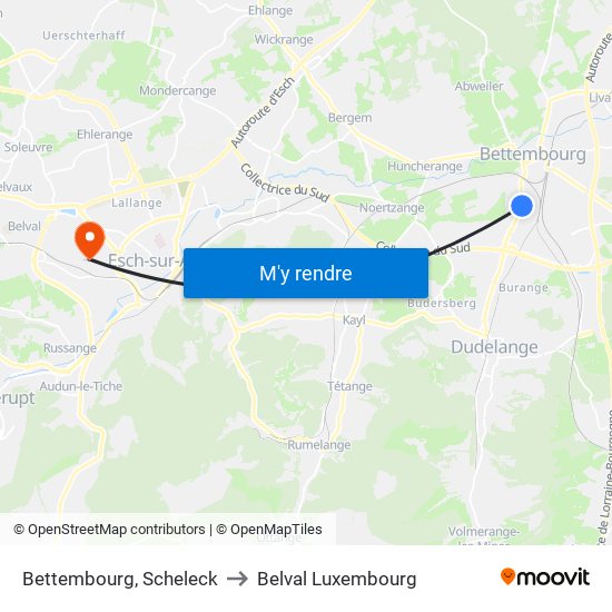 Bettembourg, Scheleck to Belval Luxembourg map