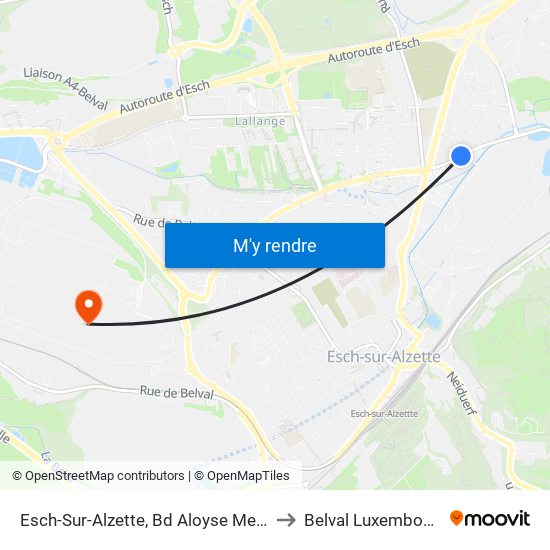 Esch-Sur-Alzette, Bd Aloyse Meyer to Belval Luxembourg map
