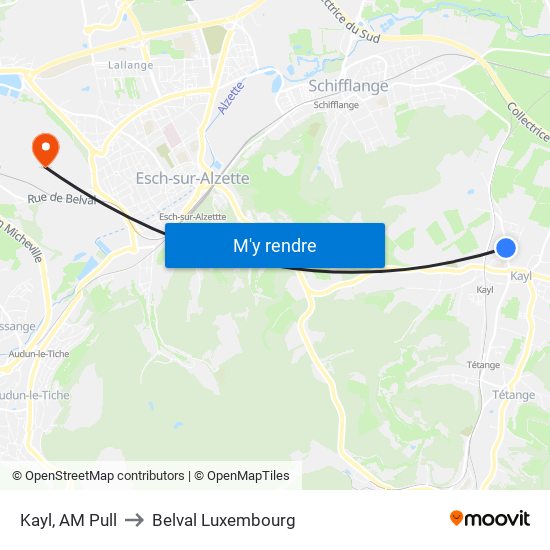 Kayl, AM Pull to Belval Luxembourg map