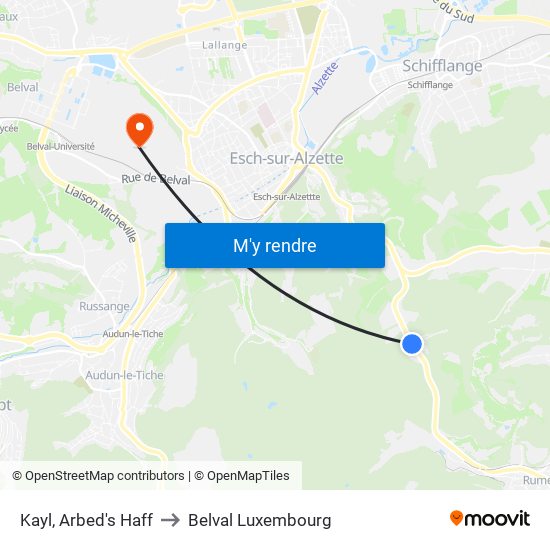 Kayl, Arbed's Haff to Belval Luxembourg map