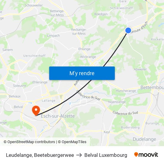 Leudelange, Beetebuergerwee to Belval Luxembourg map