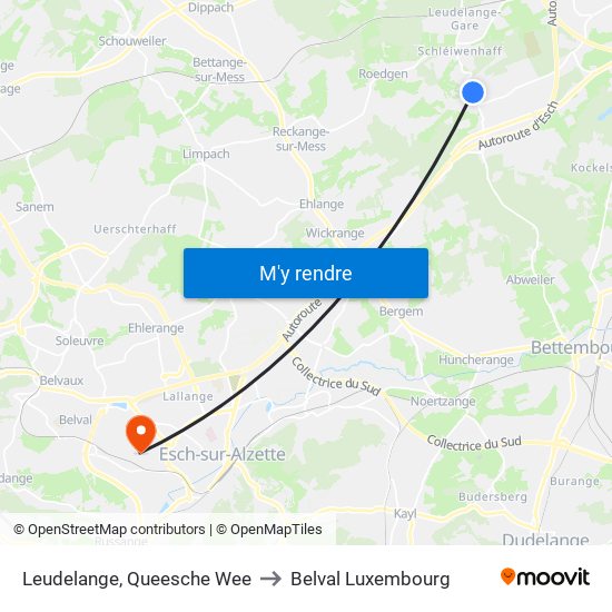 Leudelange, Queesche Wee to Belval Luxembourg map