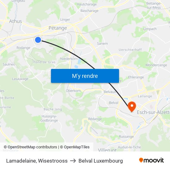 Lamadelaine, Wisestrooss to Belval Luxembourg map