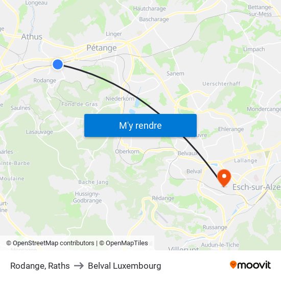 Rodange, Raths to Belval Luxembourg map