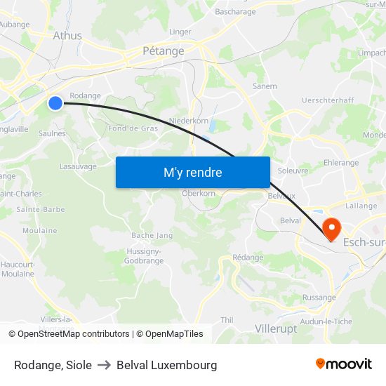 Rodange, Siole to Belval Luxembourg map