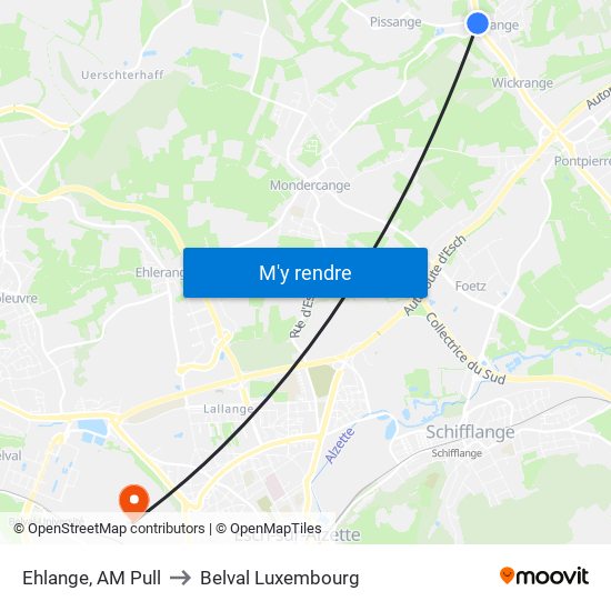 Ehlange, AM Pull to Belval Luxembourg map