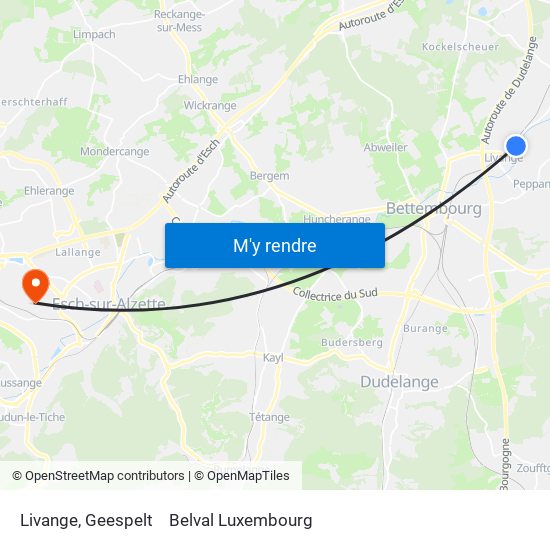 Livange, Geespelt to Belval Luxembourg map