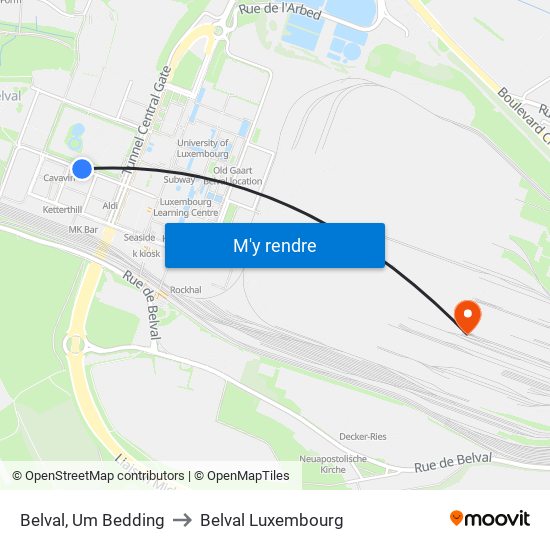 Belval, Um Bedding to Belval Luxembourg map