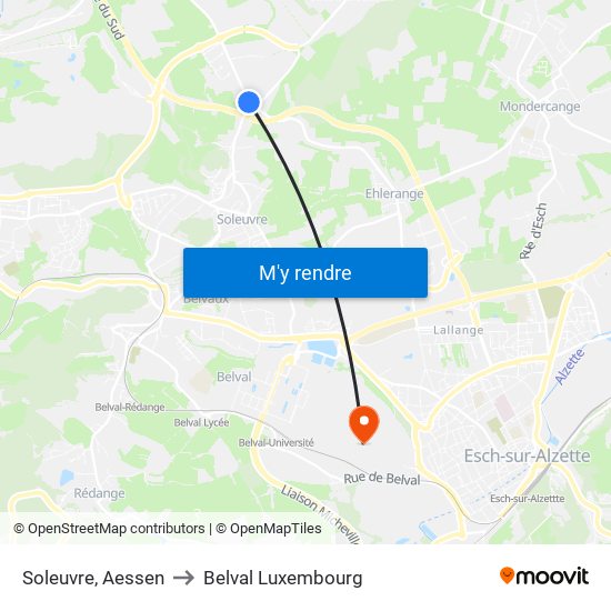 Soleuvre, Aessen to Belval Luxembourg map