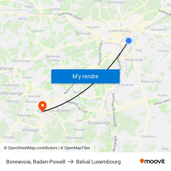 Bonnevoie, Baden-Powell to Belval Luxembourg map