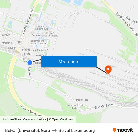 Belval (Université), Gare to Belval Luxembourg map