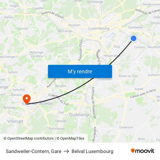 Sandweiler-Contern, Gare to Belval Luxembourg map