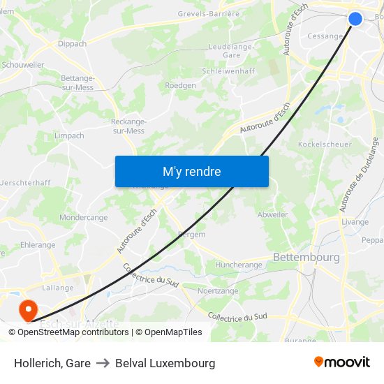 Hollerich, Gare to Belval Luxembourg map