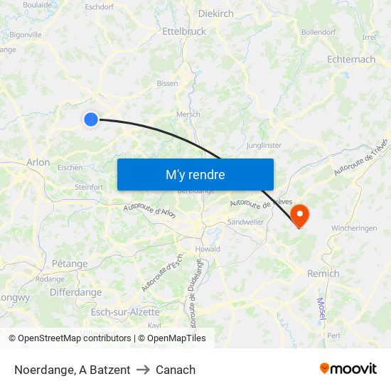 Noerdange, A Batzent to Canach map