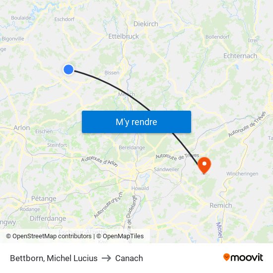 Bettborn, Michel Lucius to Canach map