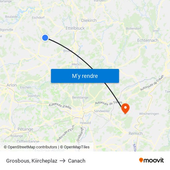 Grosbous, Kiircheplaz to Canach map