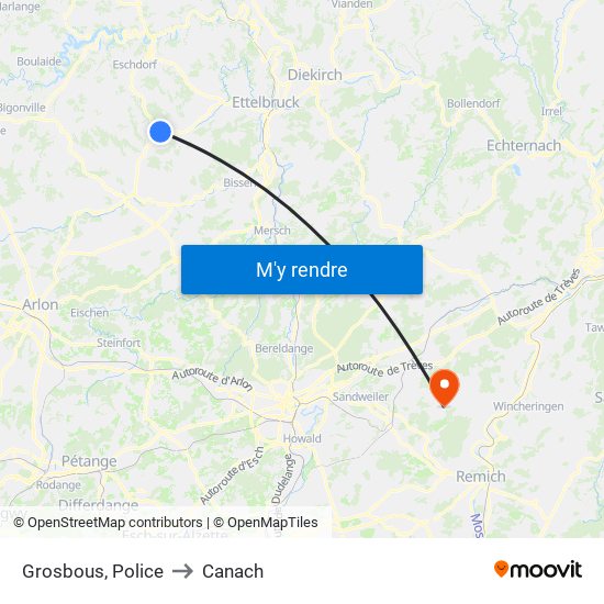 Grosbous, Police to Canach map