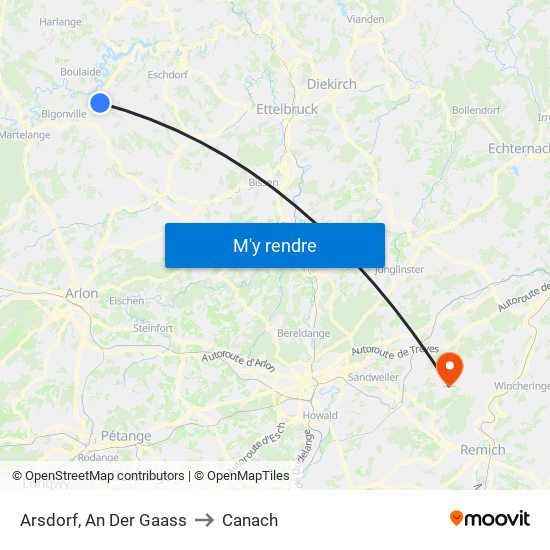 Arsdorf, An Der Gaass to Canach map