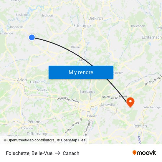 Folschette, Belle-Vue to Canach map