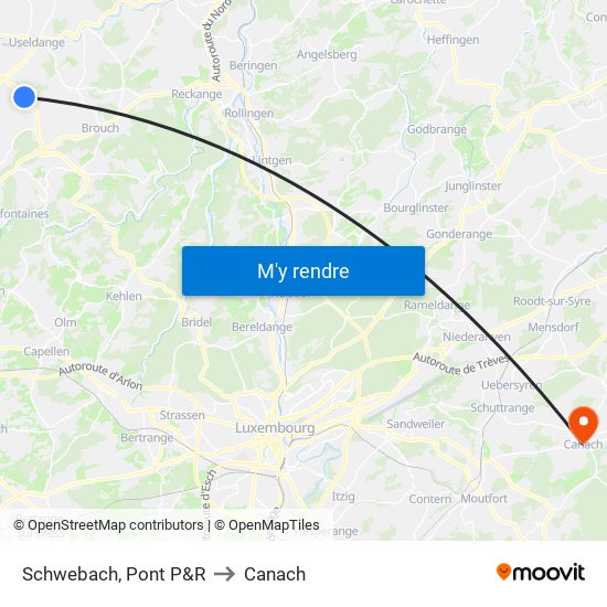Schwebach, Pont P&R to Canach map