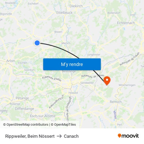 Rippweiler, Beim Nössert to Canach map
