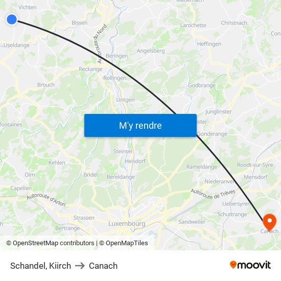 Schandel, Kiirch to Canach map