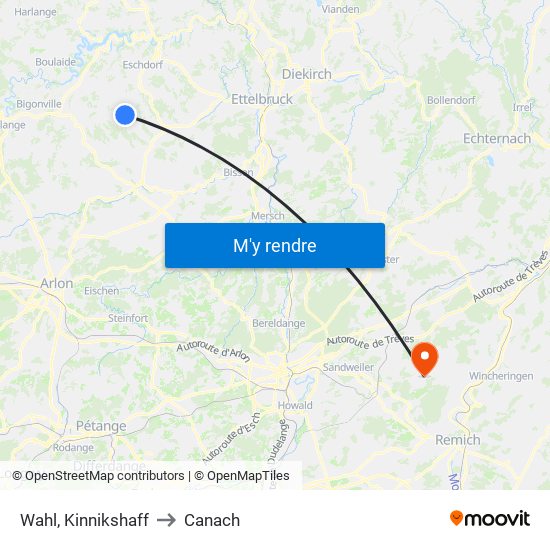 Wahl, Kinnikshaff to Canach map