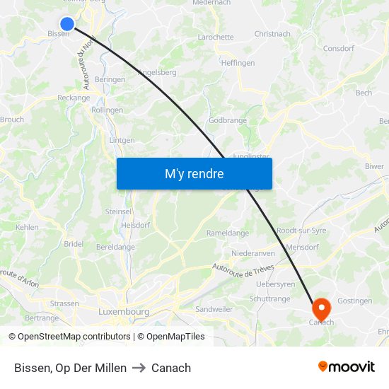 Bissen, Op Der Millen to Canach map